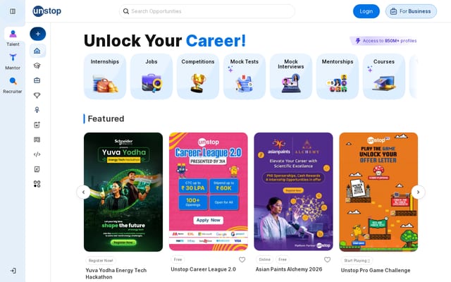 Screenshot of unstop.com