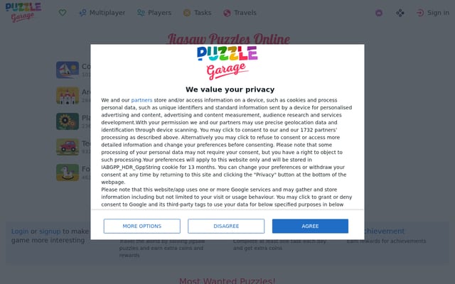 Screenshot of puzzlegarage.com