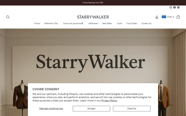 Screenshot of starrywalker.com