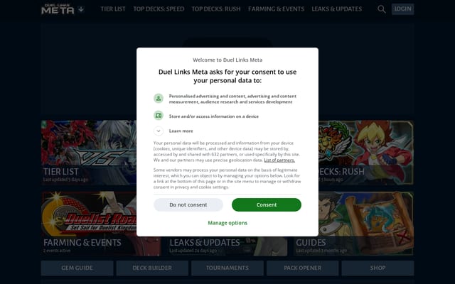 Screenshot of duellinksmeta.com