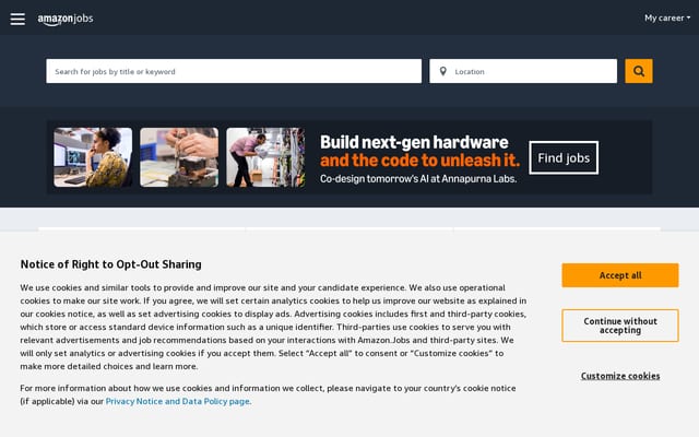 Screenshot of amazon.jobs