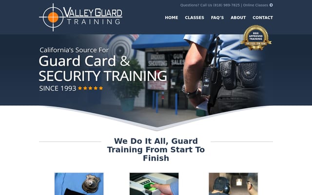 Screenshot of valleyguardtraining.com
