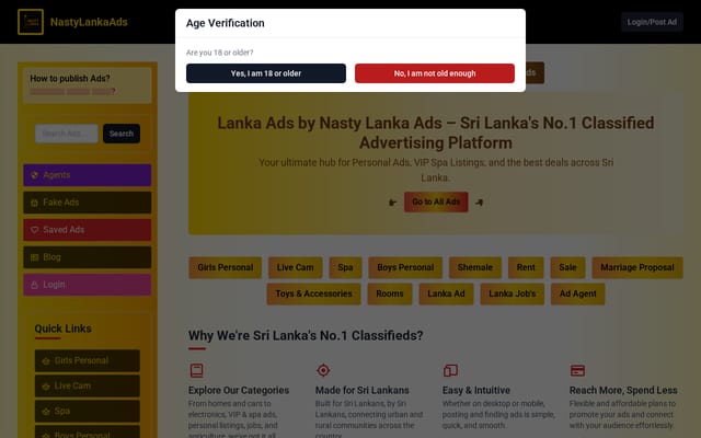 Screenshot of nastylankaads.com
