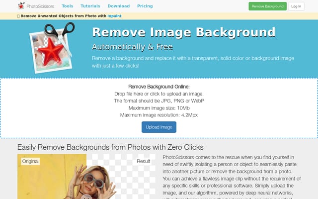 Screenshot of photoscissors.com