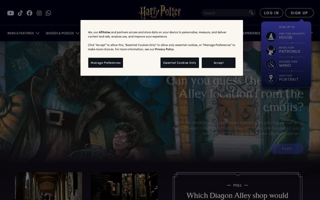 Screenshot of harrypotter.com