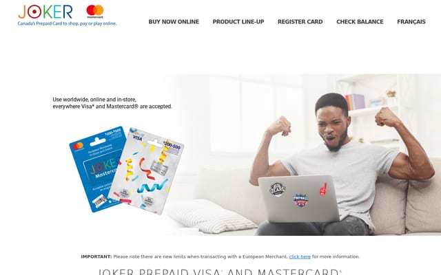 Screenshot of jokercard.ca