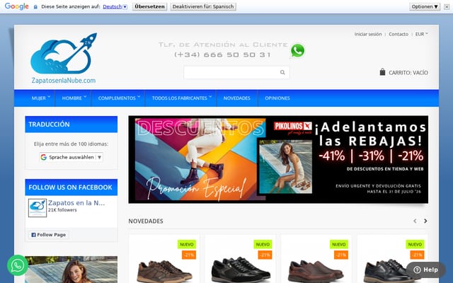 Screenshot of zapatosenlanube.com