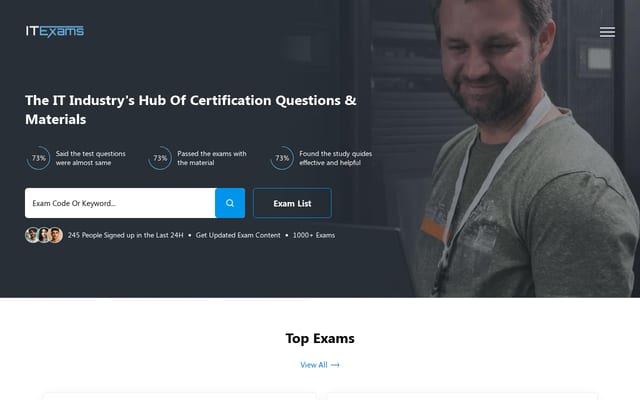 Screenshot of itexams.com