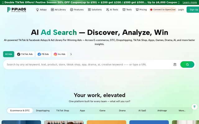 Screenshot of pipiads.com