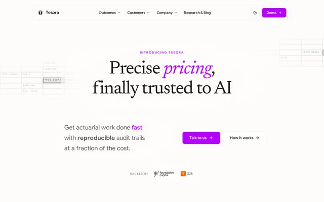 Screenshot of tesora.ai