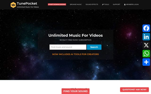 Screenshot of tunepocket.com