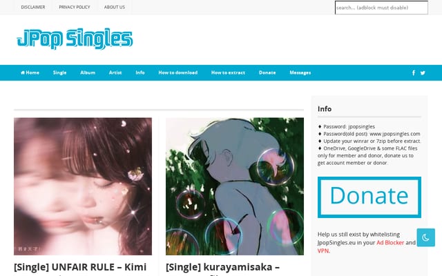 Screenshot of jpopsingles.eu