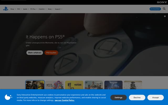 Screenshot of playstation.com