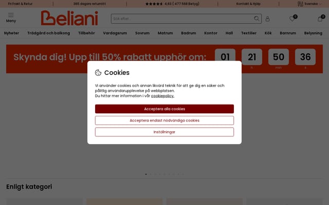 Screenshot of beliani.se