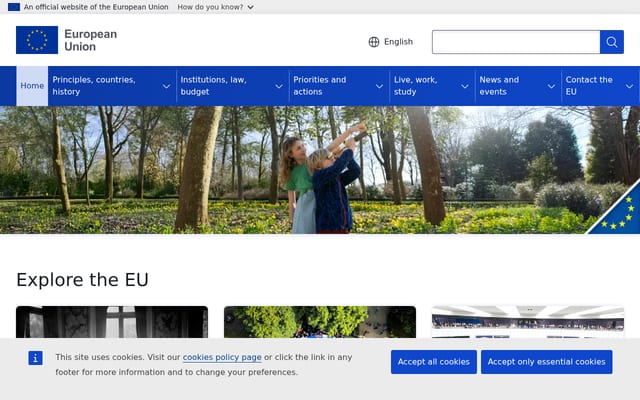 Screenshot of europa.eu