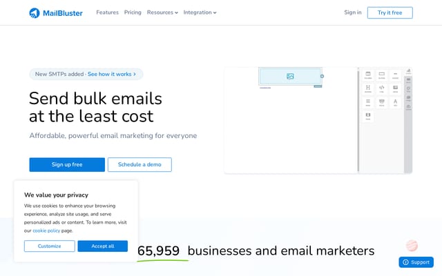 Screenshot of mailbluster.com