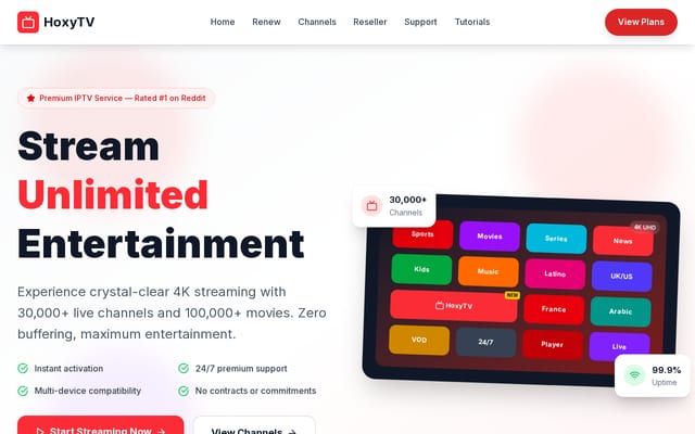 Screenshot of hoxytv.com