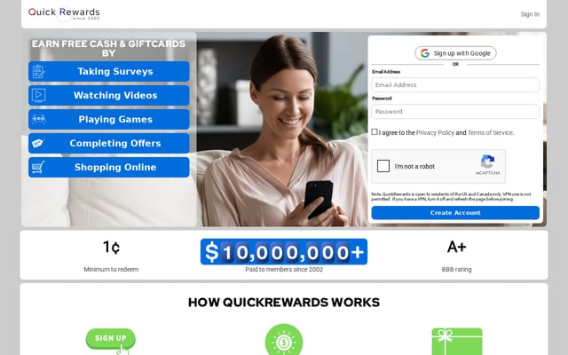 Screenshot of quickrewards.net