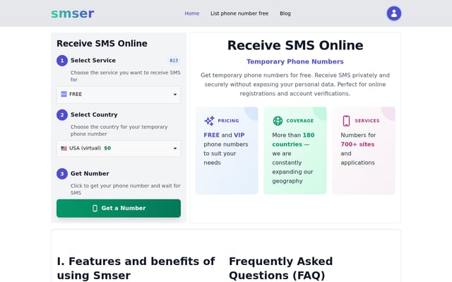 Screenshot of smser.net