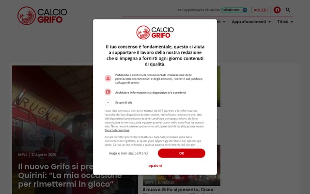 Screenshot of calciogrifo.it