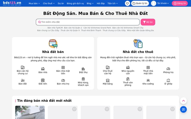 Screenshot of bds123.vn