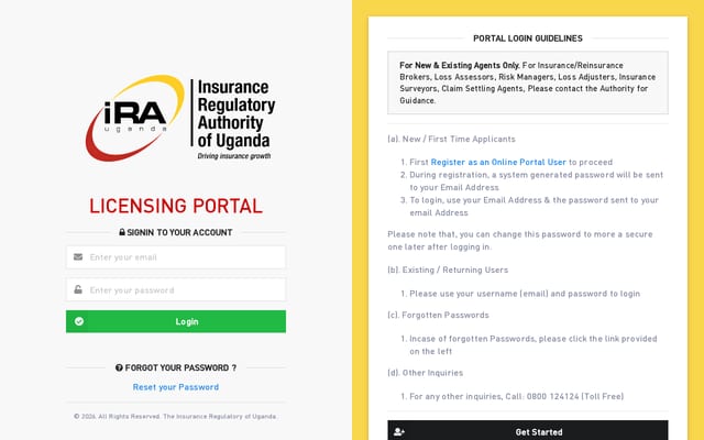 Screenshot of iraportal.go.ug