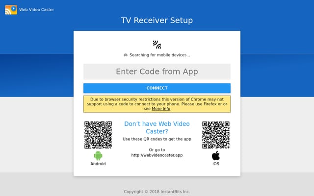 Screenshot of cast2tv.io