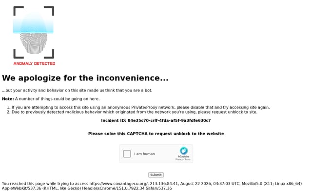 Screenshot of covantagecu.org