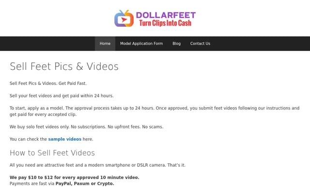 Screenshot of dollarfeet.com