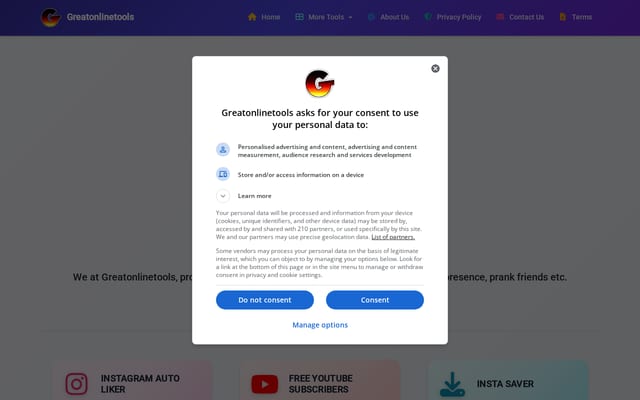 Screenshot of greatonlinetools.com