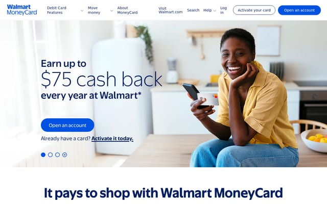 Screenshot of walmartmoneycard.com