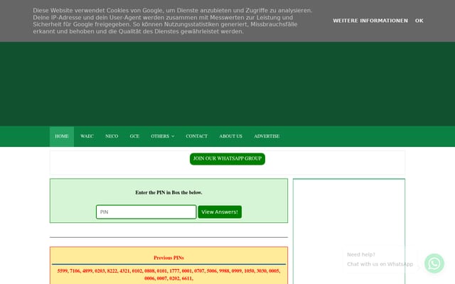 Screenshot of sureanswer.com.ng