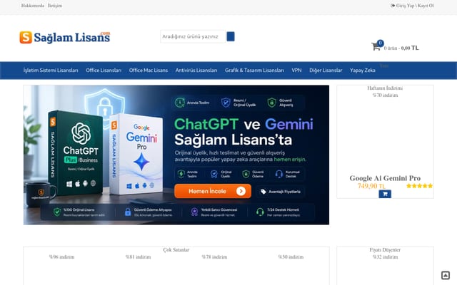 Screenshot of saglamlisans.com