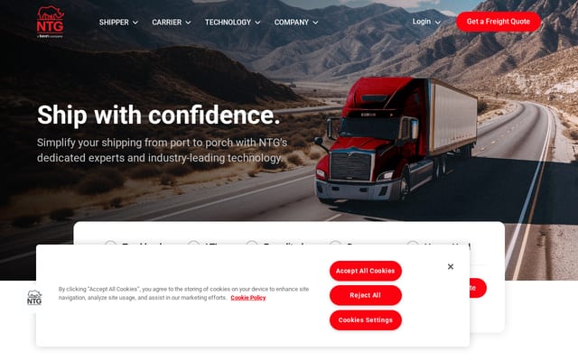 Screenshot of ntgfreight.com