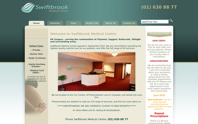 Screenshot of swiftbrookmedical.ie