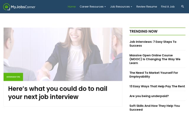 Screenshot of myjobscorner.com