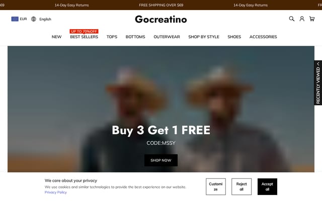 Screenshot of gocreatino.com