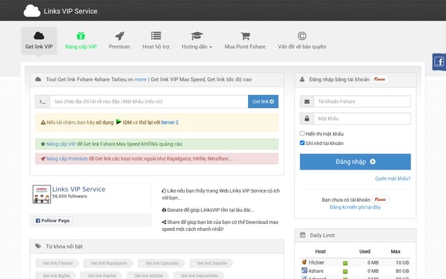 Screenshot of linksvip.net