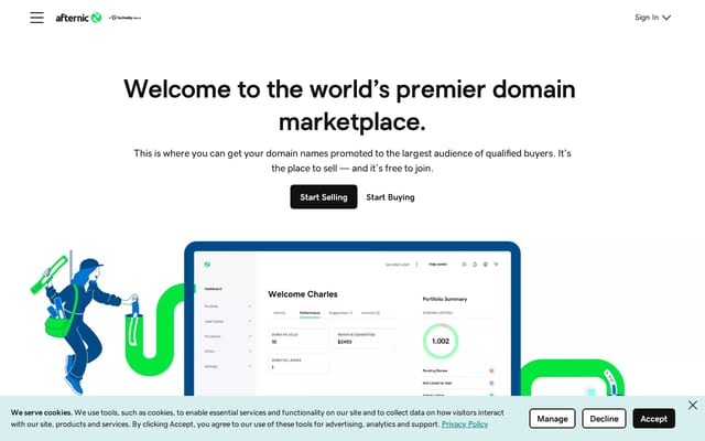 Screenshot of afternic.com
