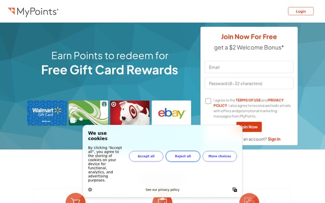 Screenshot of mypoints.com