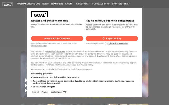Screenshot of goal.com