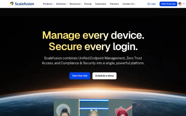 Screenshot of scalefusion.com