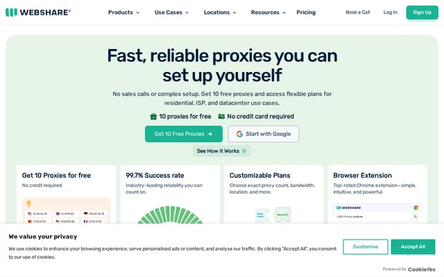 Screenshot of webshare.io