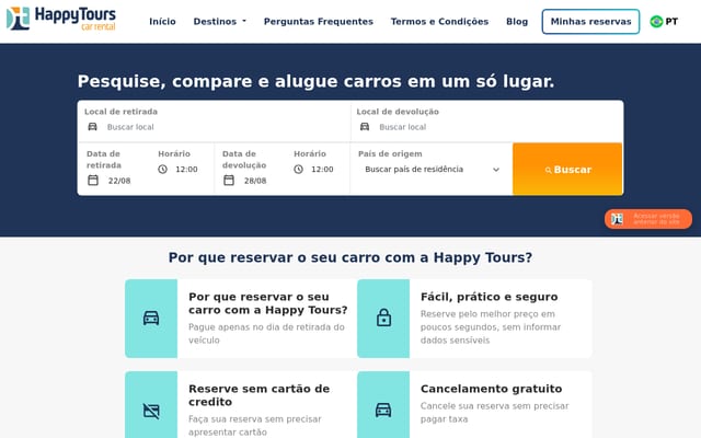 Screenshot of happytoursusa.com