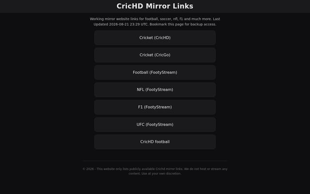 Screenshot of crichd.info