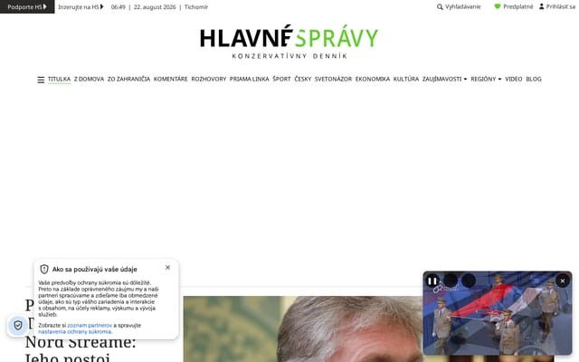 Screenshot of hlavnespravy.sk