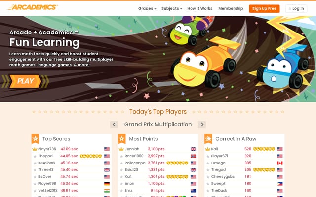 Screenshot of arcademics.com