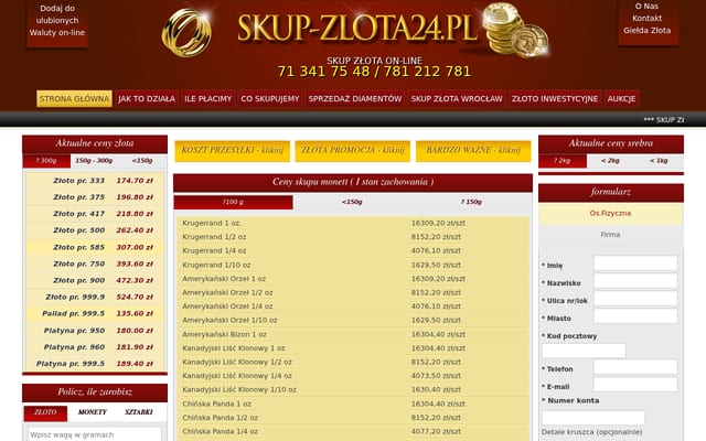 Screenshot of skup-zlota24.pl