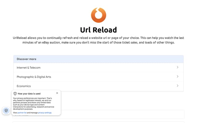 Screenshot of urlreload.com