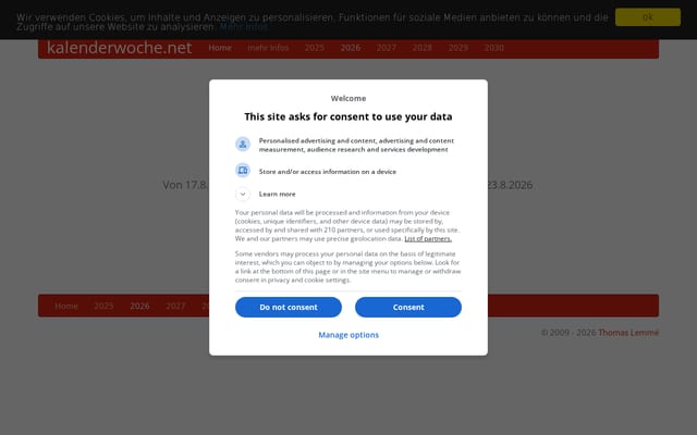 Screenshot of kalenderwoche.net